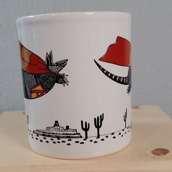Vintage KilnCraft SuperHero Flying Armadillo Coffee Cup Mug‎ June Sobel - Picture 2 of 8